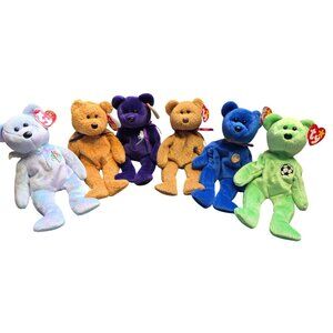 Ty Beanie Babies Plush Bear Lot Of 6